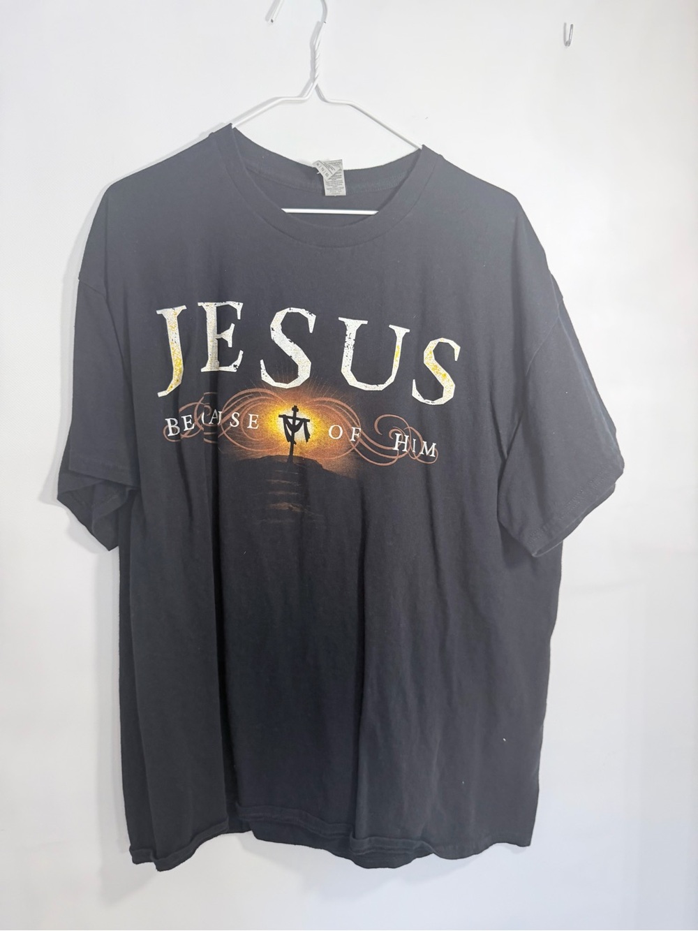 Gildan Black JESUS Graphic Tee with Sunrise Cross